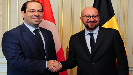 رئيس الحكومة يوسف الشاهد بنظيره البلجيكي Charles Michel