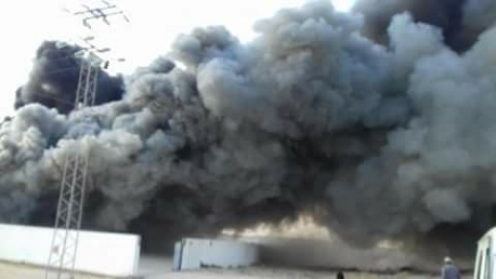 قبلي: حريق بأحد المصانع المعدة لتخزين التمور بمدينة جمنة
