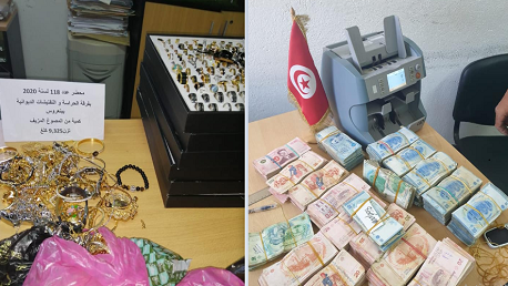 الديوانة تحجز مبالغ من العملة التونسية وكمية من المصوغ بقيمة تفوق الـ250 ألف دينار